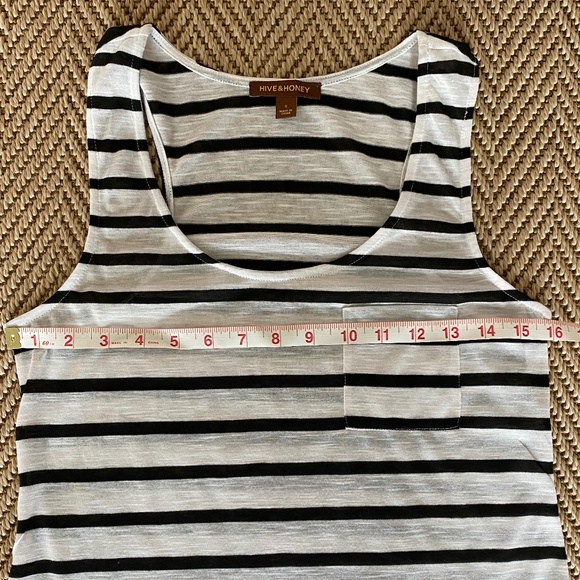 Hive & Honey tank top black white stripe tee Small - Picture 6 of 9